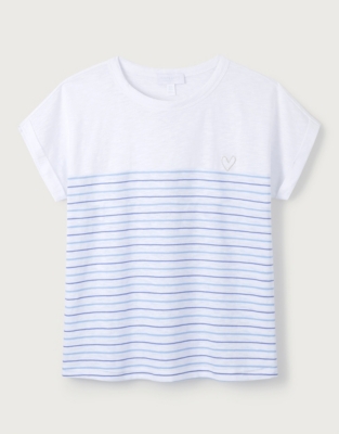 OrganicCotton Embroidered Heart TShirt Tops & Blouses The White