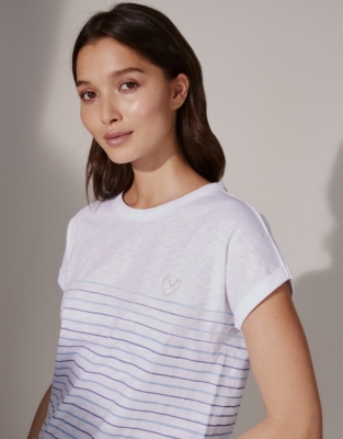 OrganicCotton Embroidered Heart TShirt Tops & Blouses The White