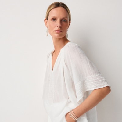 Organic Cotton Embroidered Short Sleeve Blouse