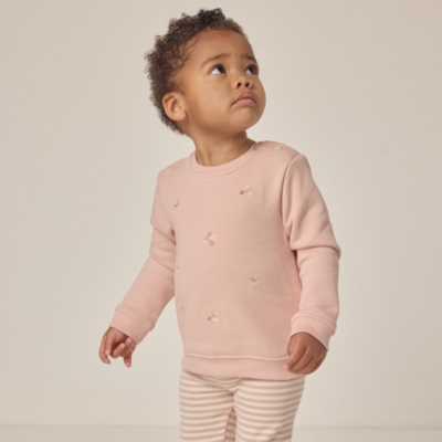 Organic Cotton Embroidered Strawberry & Cherry Sweatshirt & Leggings Set (0–18mths)