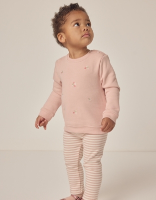 Organic Cotton Embroidered Strawberry & Cherry Sweatshirt & Leggings Set (0–18mths)