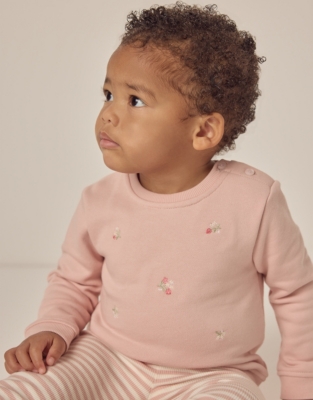 Organic Cotton Embroidered Strawberry & Cherry Sweatshirt & Leggings Set (0–18mths)