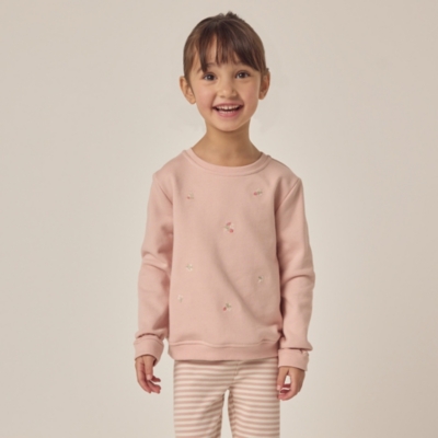 Organic Cotton Embroidered Strawberry & Cherry Sweatshirt & Leggings Set (18mths–6yrs)