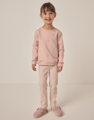 Organic Cotton Embroidered Strawberry & Cherry Sweatshirt & Leggings Set (18mths–6yrs)