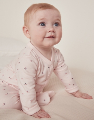 Organic Cotton Emmie Floral Sleepsuit (0–24mths)