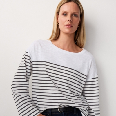Organic Cotton Engineered Breton Stripe Top