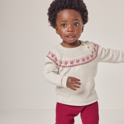 Organic Cotton Fair Isle Jumper & Ribbed Leggings Set (0–18mths)