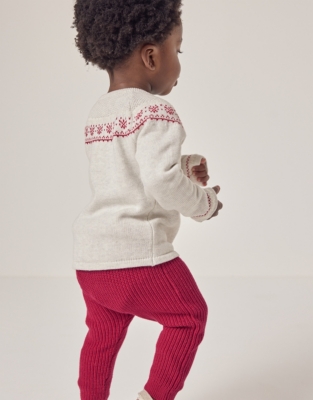 Organic Cotton Fair Isle Jumper & Ribbed Leggings Set (0–18mths)