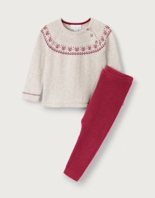 Organic Cotton Fair Isle Jumper & Ribbed Leggings Set (0–18mths)