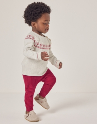 Organic Cotton Fair Isle Jumper & Ribbed Leggings Set (0–18mths)