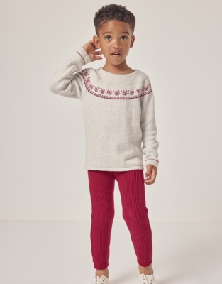 Organic Cotton Fair Isle Jumper & Ribbed Leggings Set (18mths–6yrs)