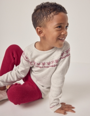 Organic Cotton Fair Isle Jumper & Ribbed Leggings Set (18mths–6yrs)