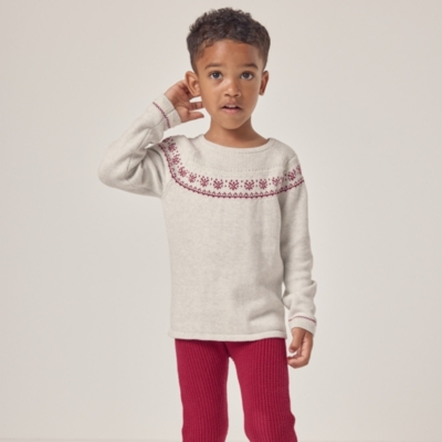 Organic Cotton Fair Isle Sweater & Ribbed Leggings Set (18mths–6yrs)
