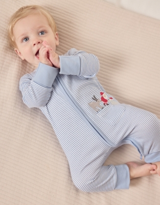 Organic Cotton Festive Friends Embroidered Pocket Zip Sleepsuit (0–24mths)