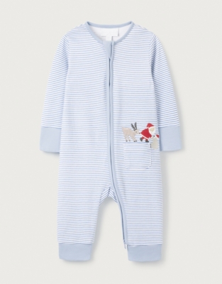 Organic Cotton Festive Friends Embroidered Pocket Zip Sleepsuit (0–24mths)