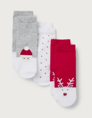 Organic Cotton Festive Socks – Set of 3 (0–6yrs)