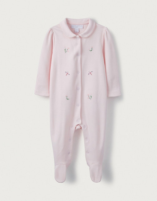 Organic-Cotton Flora & Fauna Embroidered Collared Sleepsuit | Baby ...