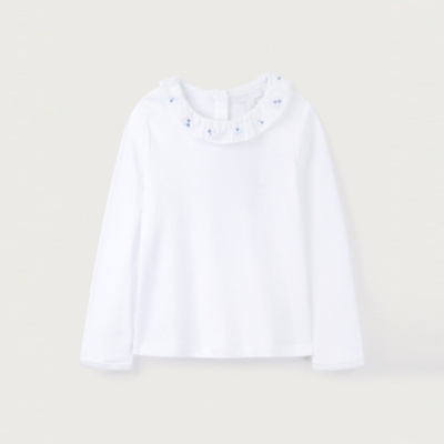 Organic Cotton Floral Embroidered Collared Top (18mths–6yrs)
