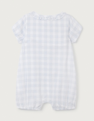 Organic Cotton Floral Embroidered Gingham Shortie (024mths) Newborn