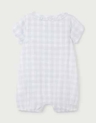 Organic Cotton Floral Embroidered Gingham Shortie (0–24mths)