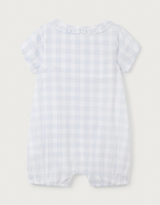 Organic Cotton Floral Embroidered Gingham Shortie (0–9mths)