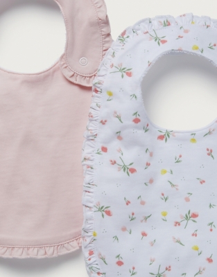 OrganicCotton Floral Frill Bibs Set of 2 Baby & Children's Sale