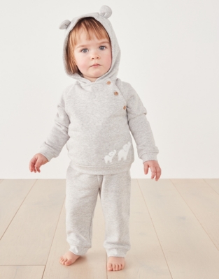 Organic Cotton Fluffy Elephant Hoodie Joggers Set 0 24mths