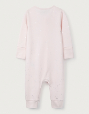 Organic Cotton Foil Star Zip-Up Sleepsuit (0–9mths)