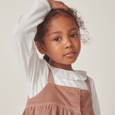 Organic Cotton Frill Collar Top & Cord Pinafore Set (18mths–6yrs)