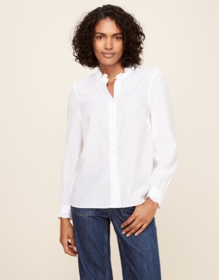 Organic-Cotton Frill-Edge Shirt | New In Clothing | The White Company US