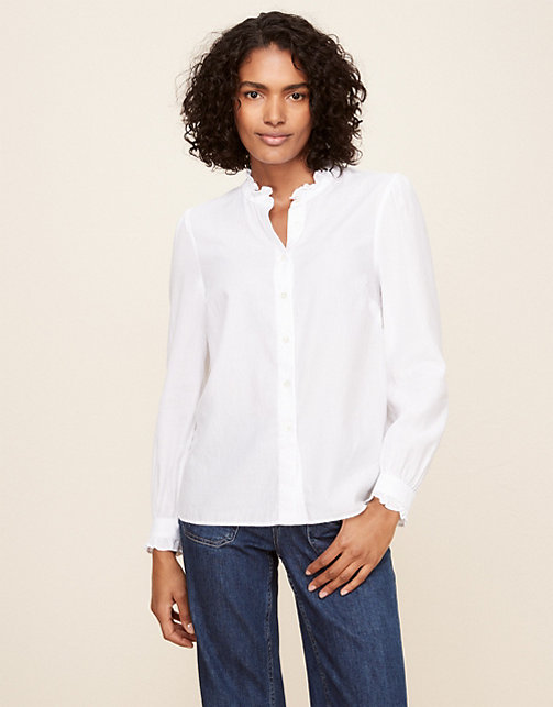Organic-Cotton Frill-Edge Shirt | New In Clothing | The White Company US
