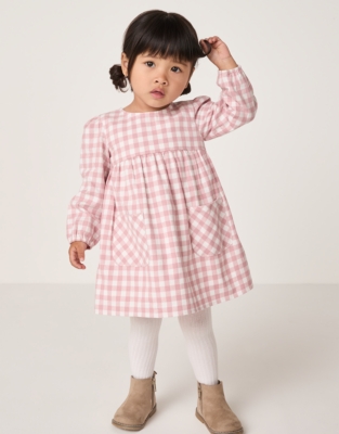 Organic Cotton Gingham Dress & Tights Set (0–4yrs)