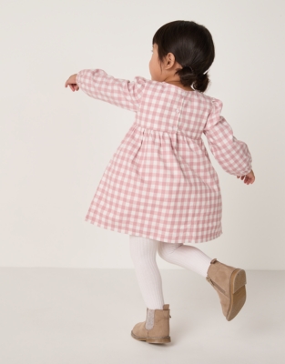 Organic Cotton Gingham Dress & Tights Set (0–4yrs)