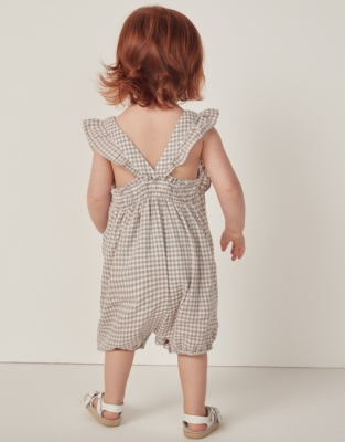 Organic Cotton Gingham Hand Smocked Shortie (0–2yrs)