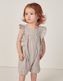 Organic Cotton Gingham Hand Smocked Shortie (0–2yrs)