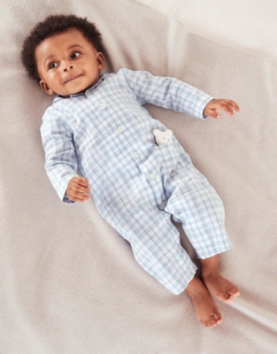 Organic Cotton Gingham Sleepsuit (0–24mths) Baby Sleepsuits The White  Company UK