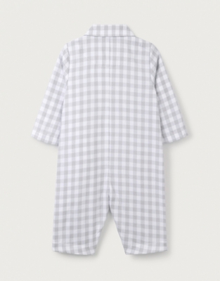Organic Cotton Gingham Sleepsuit (0–24mths)