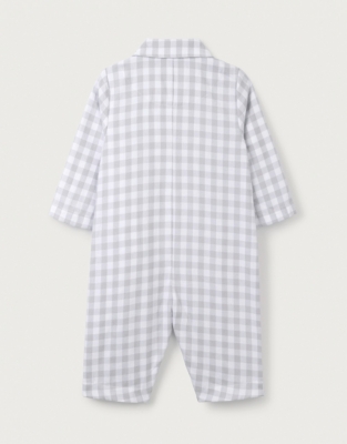 Organic Cotton Gingham Sleepsuit (0–24mths)