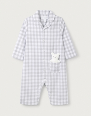 Organic Cotton Gingham Sleepsuit (0–24mths)