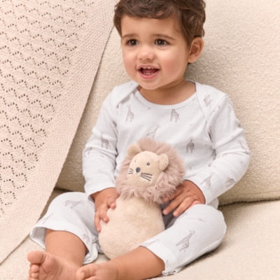 Organic Cotton Giraffe Print Sleepsuit (0–24mths)