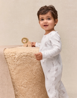 Organic Cotton Giraffe Print Sleepsuit (0–24mths)