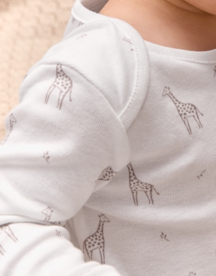 Organic Cotton Giraffe Print Sleepsuit (0–24mths)