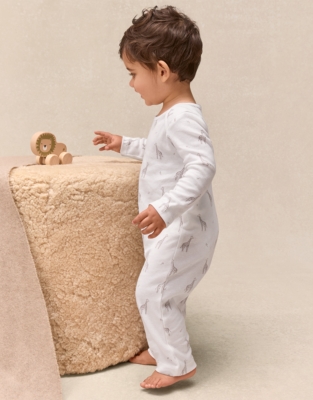 Organic Cotton Giraffe Print Sleepsuit (0–24mths)