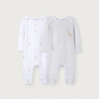 Organic Cotton Giraffe Sleepsuits – Set of 2 (0–24mths)