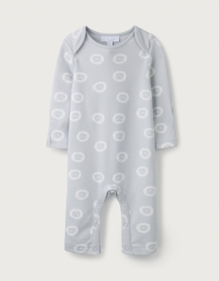 Organic Cotton Gray Lion Face Print Sleepsuit (0–9mths)