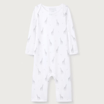Organic Cotton Grey Giraffe Print Sleepsuit (0–24mths)