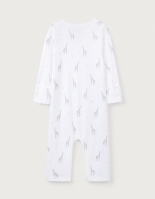 Organic Cotton Grey Giraffe Print Sleepsuit (0–24mths)
