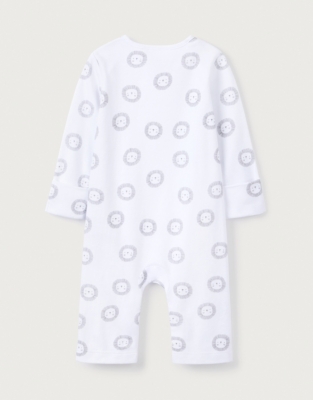 Organic Cotton Grey Lion Face Print Sleepsuit (0–9mths)