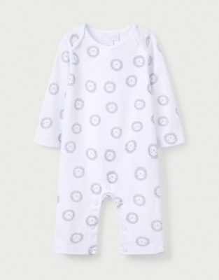 Organic Cotton Grey Lion Face Print Sleepsuit (0–9mths)