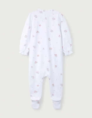 Organic Cotton Hattie Floral Frill Wrap Sleepsuit (0–24mths) | Baby ...